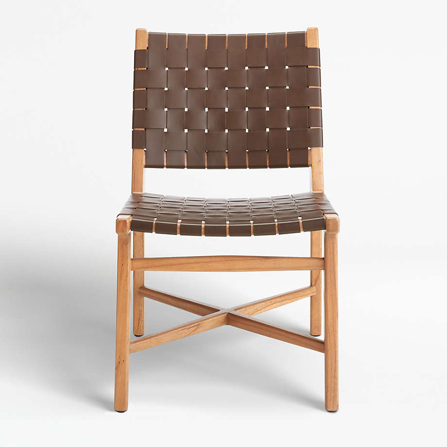 Taj Brown Woven Leather Dining Chair thumbnail 3
