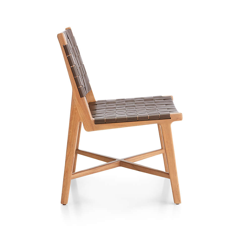 Taj Brown Woven Leather Dining Chair thumbnail 4