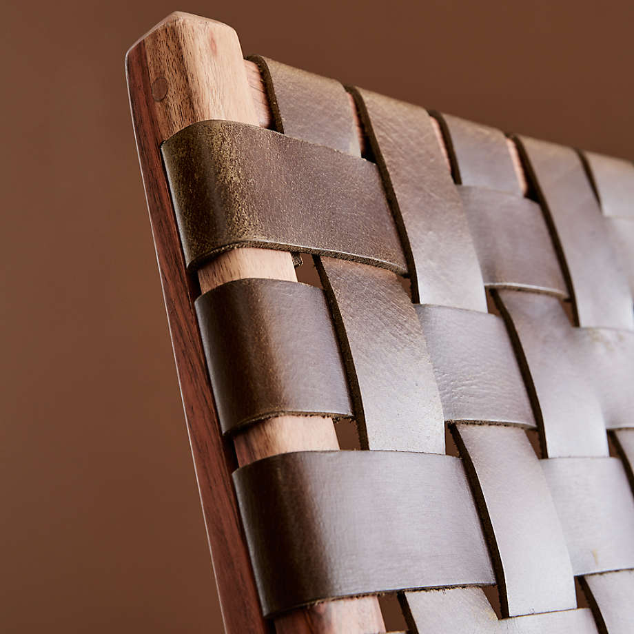 Taj Brown Woven Leather Dining Chair thumbnail 6