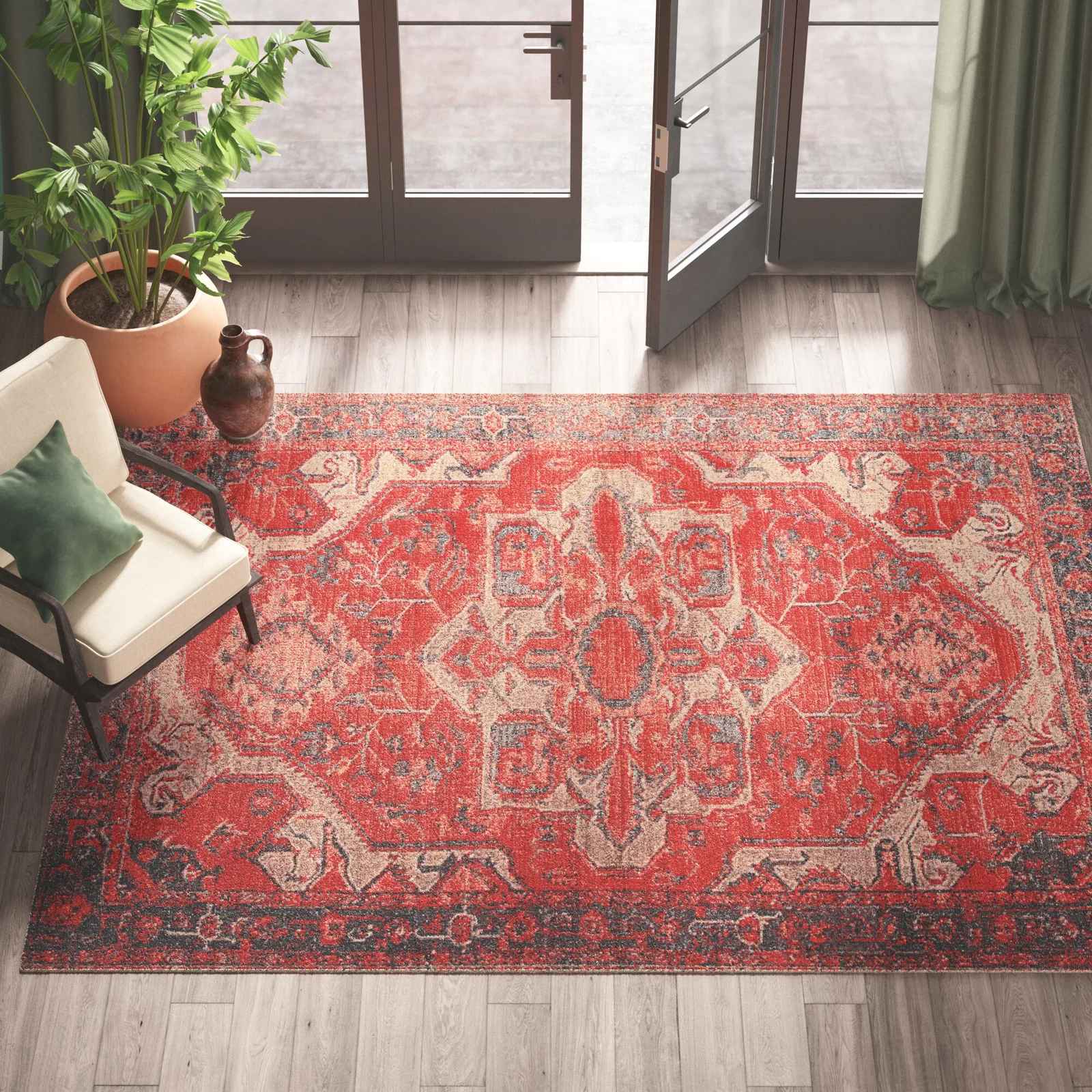 Oliver Red Area Rug-8'10 x12' thumbnail 2