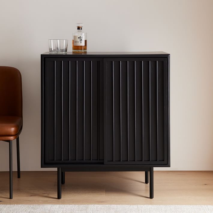 Slatted Bar Cabinet Black Black thumbnail 2