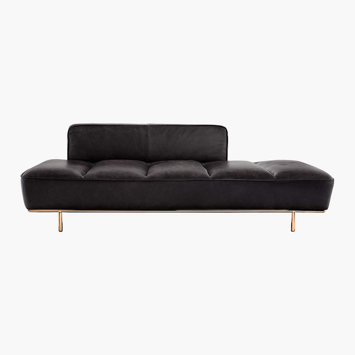 Lawndale Black Leather Daybed With Brass Base thumbnail 3