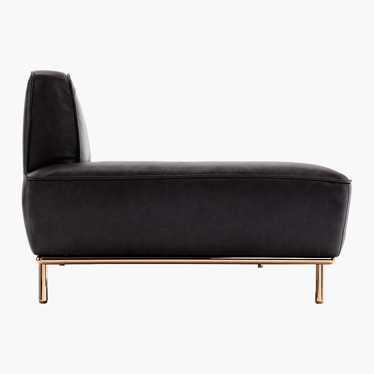 Lawndale Black Leather Daybed With Brass Base thumbnail 4