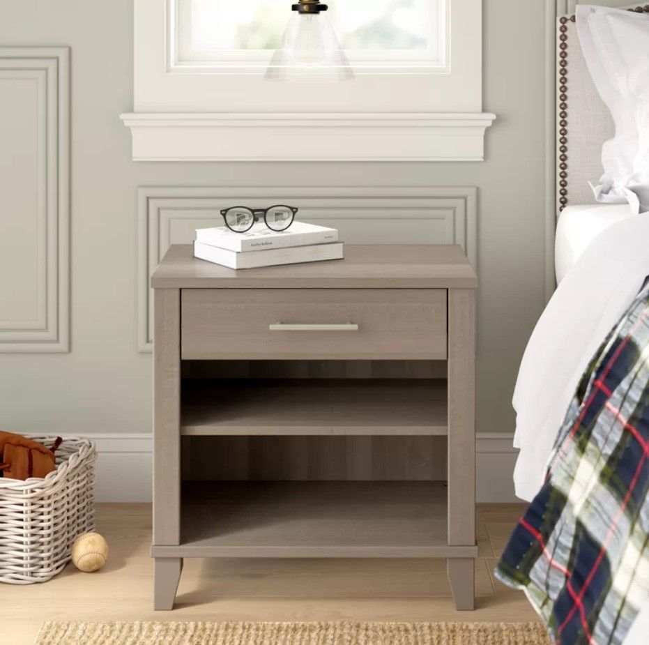 Cisco Tall 1 Drawer Nightstand in Ash Gray thumbnail 2