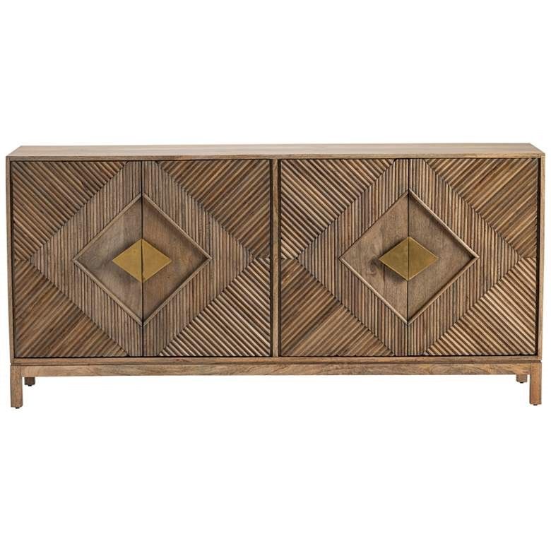 Brookline Wide Brown Mango Wood 4 Door Sideboard thumbnail 3