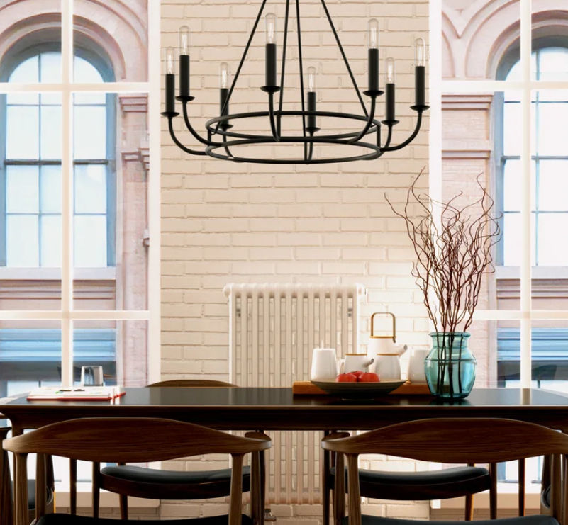 Wiley 8 Light Candle Style Wagon Wheel Chandelier thumbnail 2