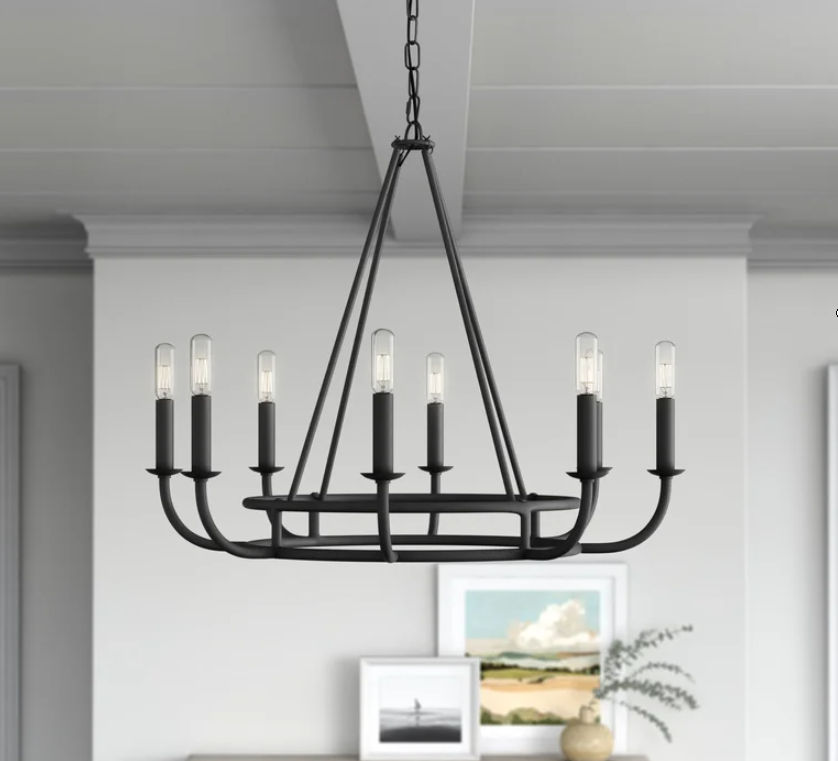 Wiley 8 Light Candle Style Wagon Wheel Chandelier thumbnail 3