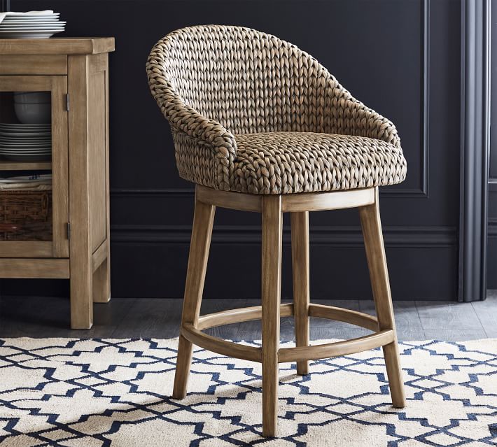 Seagrass Bucket Swivel Counter Stool thumbnail 2