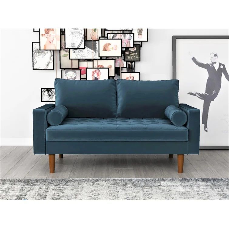 Clovis Velvet Square Arm Loveseat thumbnail 2