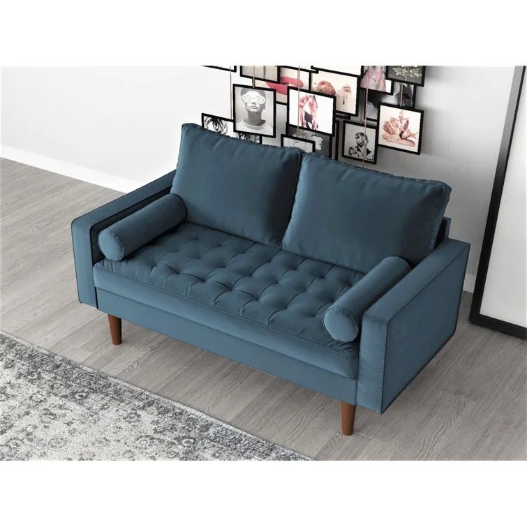 Clovis Velvet Square Arm Loveseat thumbnail 3