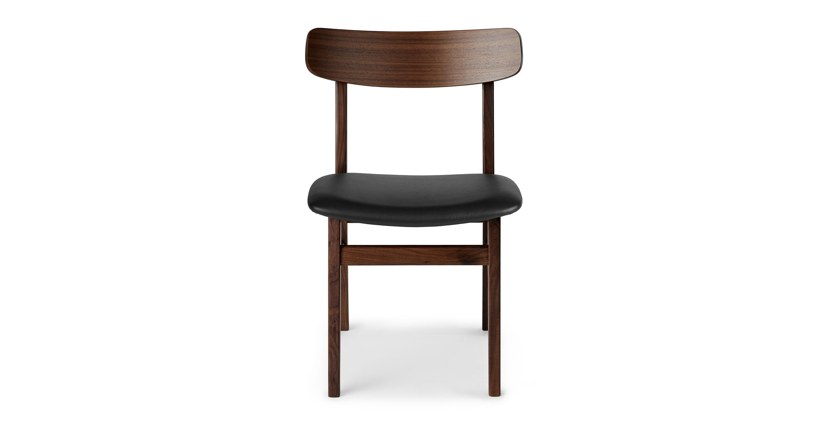 Ecole Black Leather Walnut Dining Chair Set Of 2 thumbnail 3