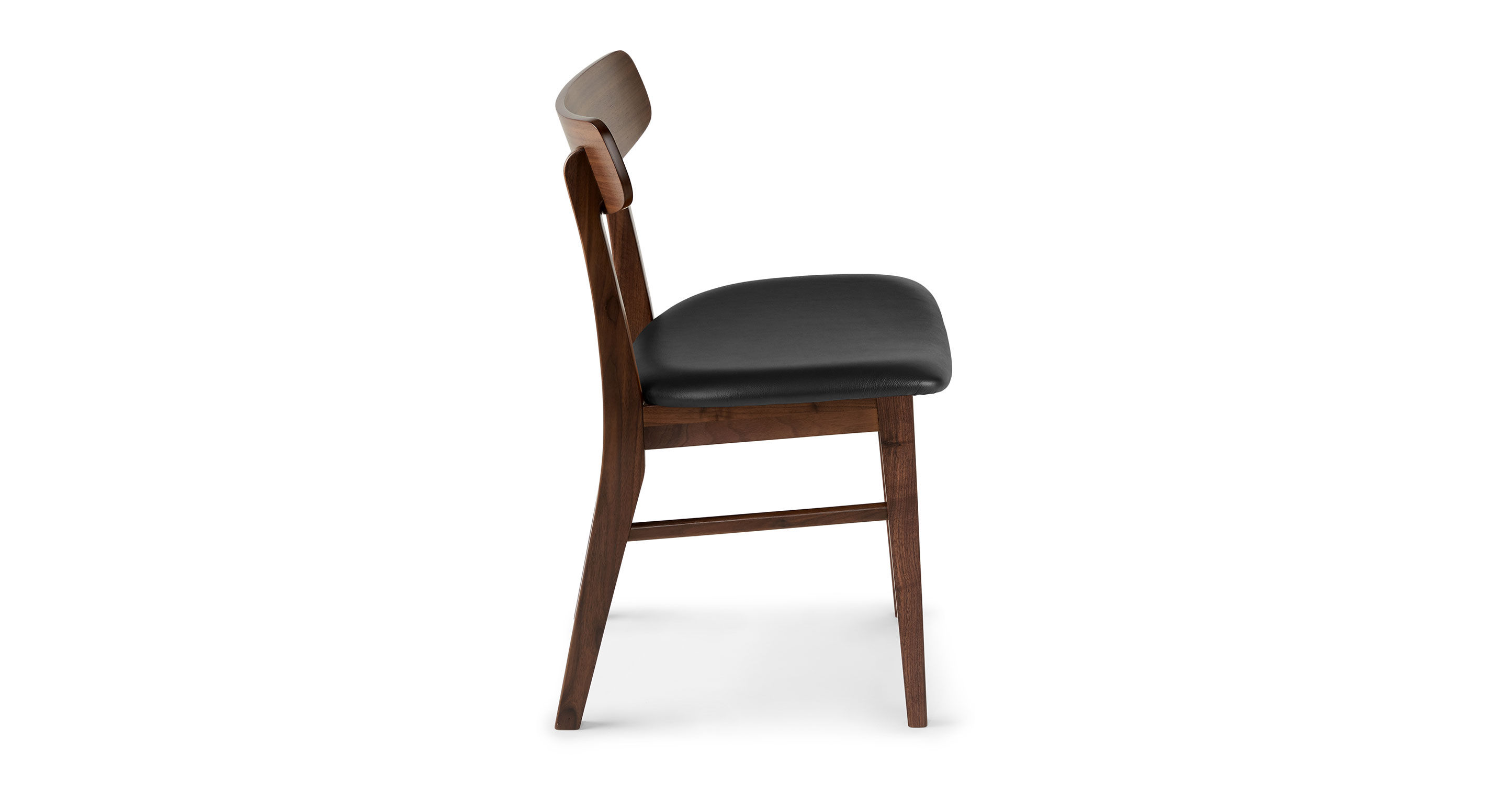 Ecole Black Leather Walnut Dining Chair Set Of 2 thumbnail 4