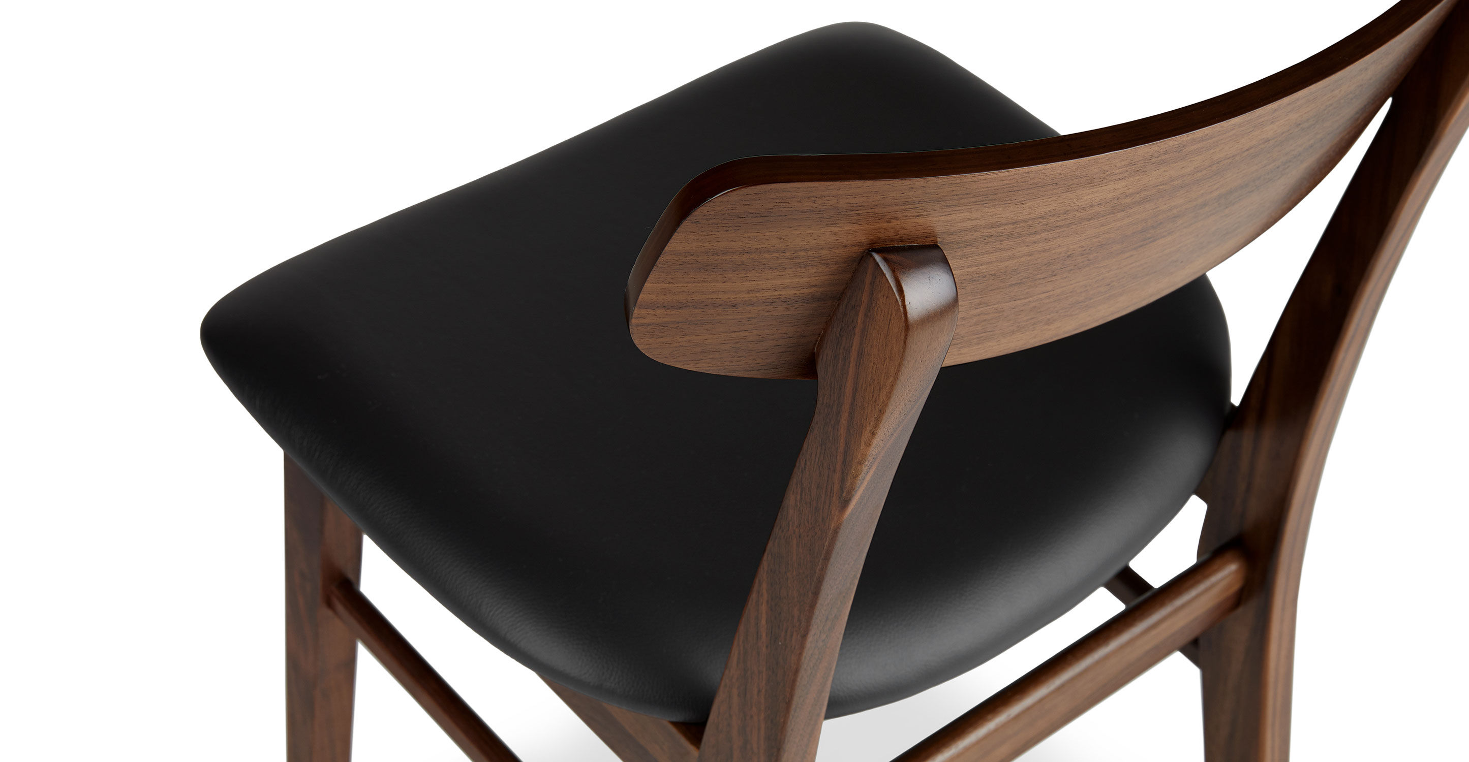 Ecole Black Leather Walnut Dining Chair Set Of 2 thumbnail 5