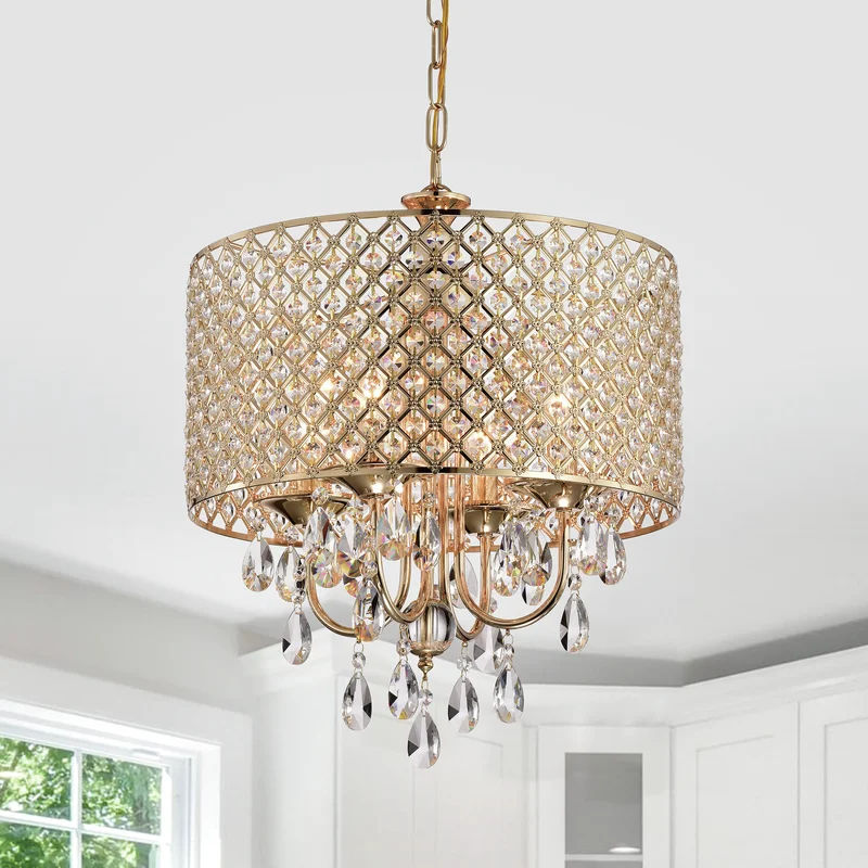 Danamarie Unique Drum Chandelier with Crystal Accents thumbnail 2