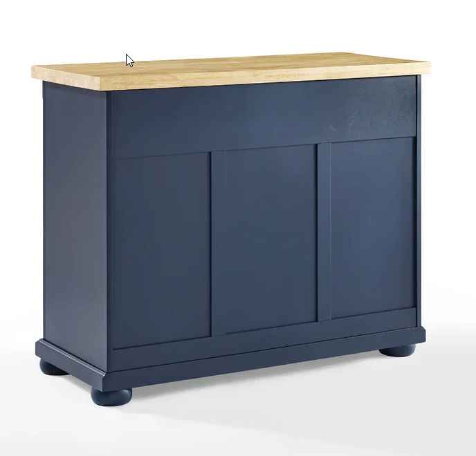Antonella Wide Rolling Kitchen Island with Solid Wood Top thumbnail 5