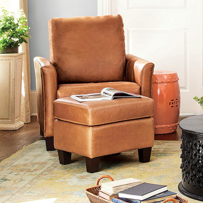 Layla Leather Chair and Ottoman thumbnail 2