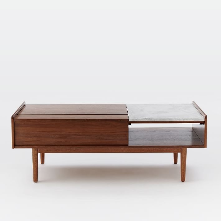 Mid Century Double Pop Up Storage Coffee Table thumbnail 3