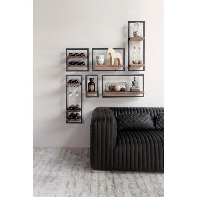Rosso 6 Bottle Wall Mounted Wine Bottle and Glass Rack thumbnail 2