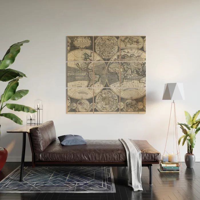 World Map 1702 Wood Wall Art-48"X48" thumbnail 2