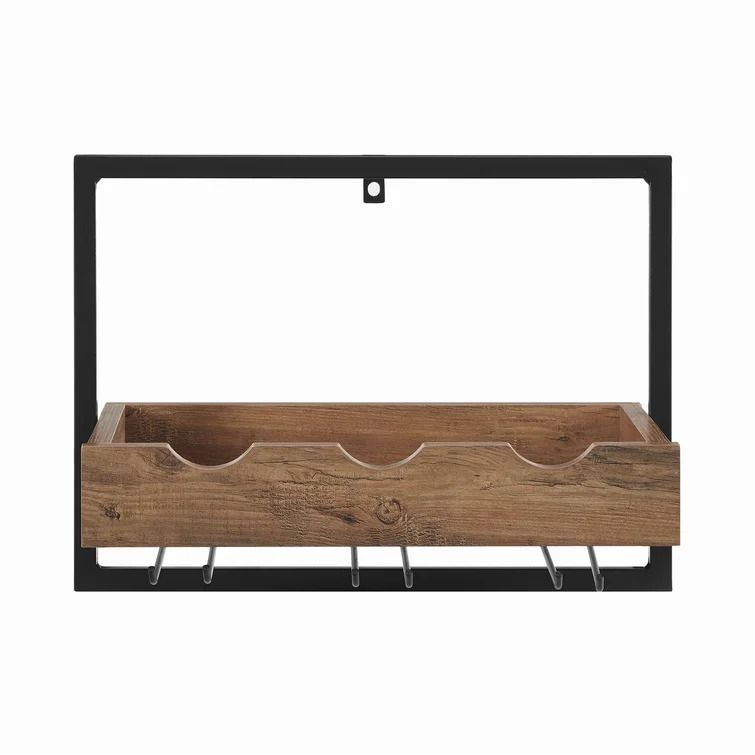 Mabery 3 Bottle Wall Mounted Wine Bottle and Glass Rack thumbnail 4