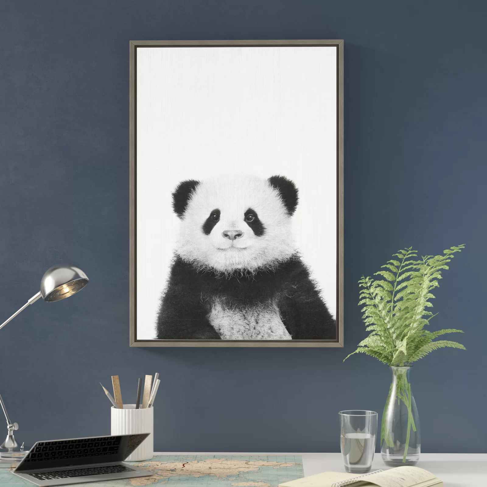 Panda Animal Print by Simon Te Tai Photograph on Canvas with Frame-33"x23" thumbnail 2