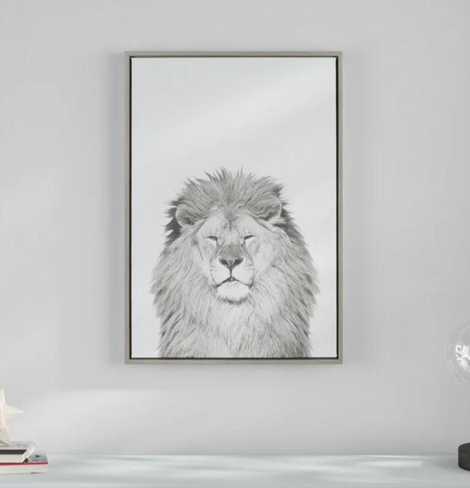 Lion Animal Print Black And White Portrait thumbnail 2