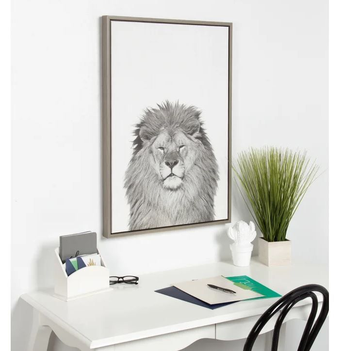 Lion Animal Print Black And White Portrait thumbnail 3