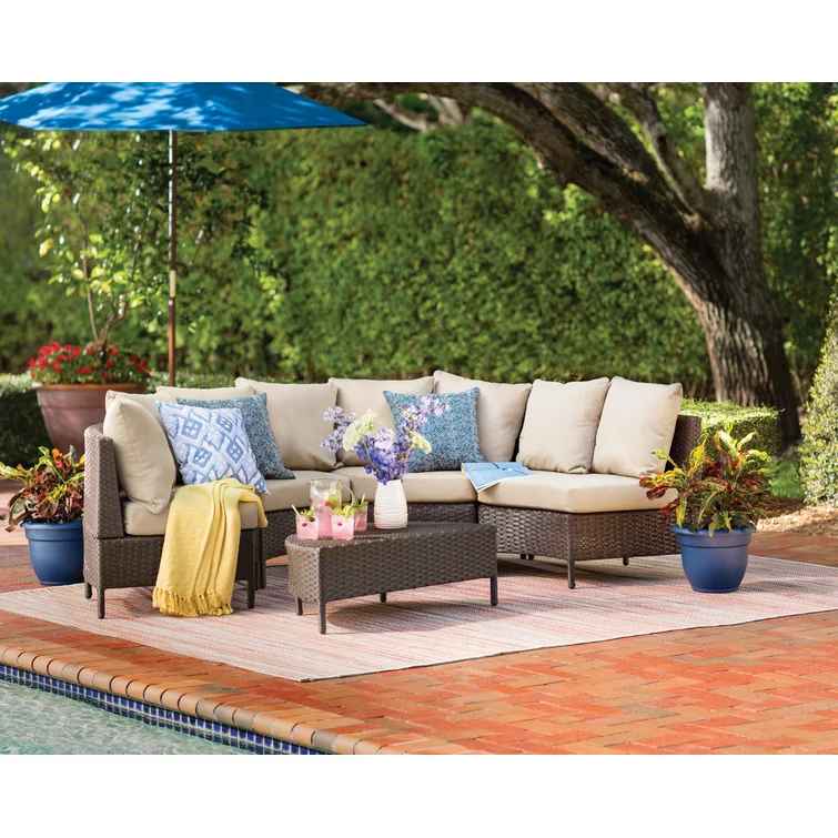 Dowd Wicker Rattan 4 Person Seating Group with Cushions thumbnail 2
