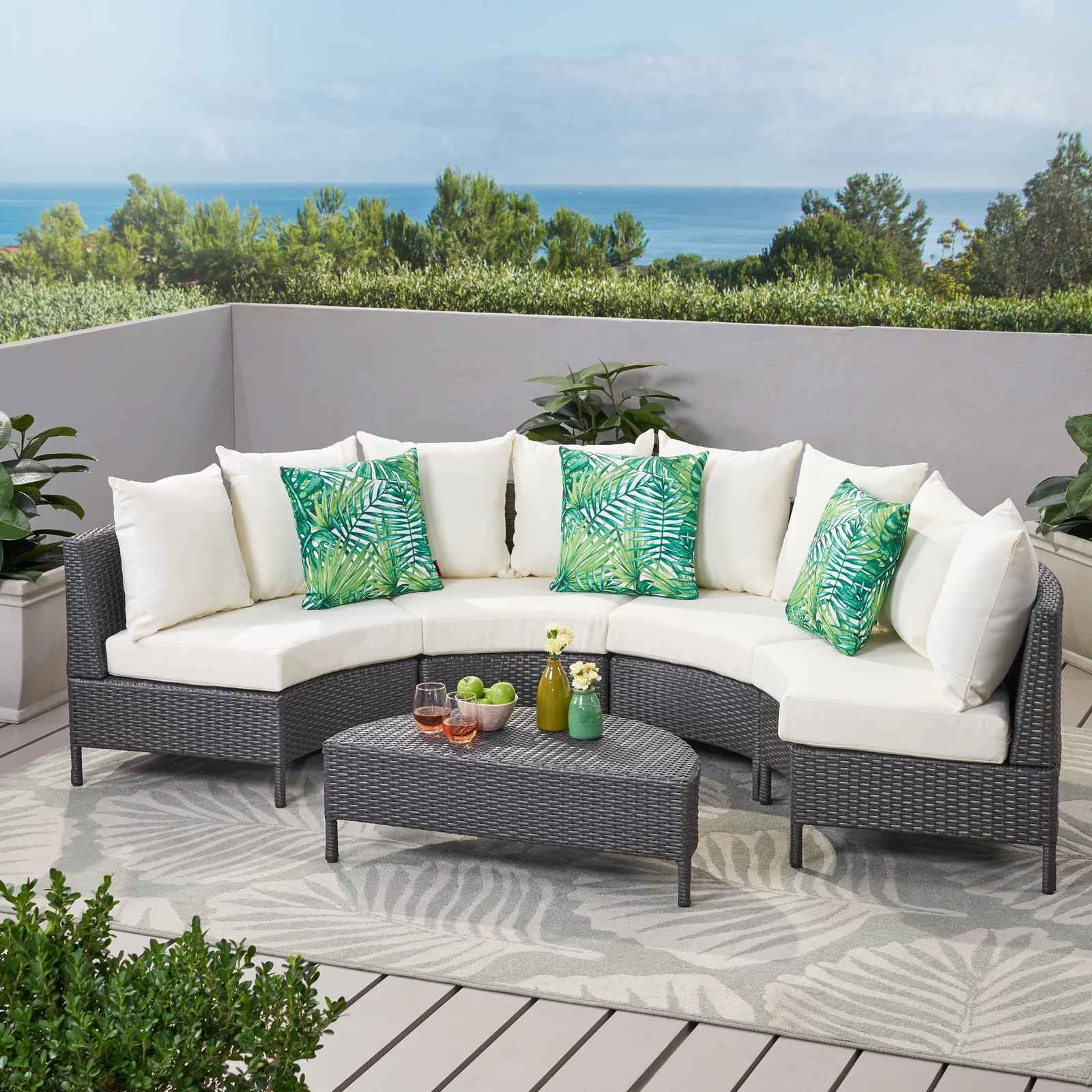 Dowd Wicker Rattan 4 Person Seating Group with Cushions thumbnail 7