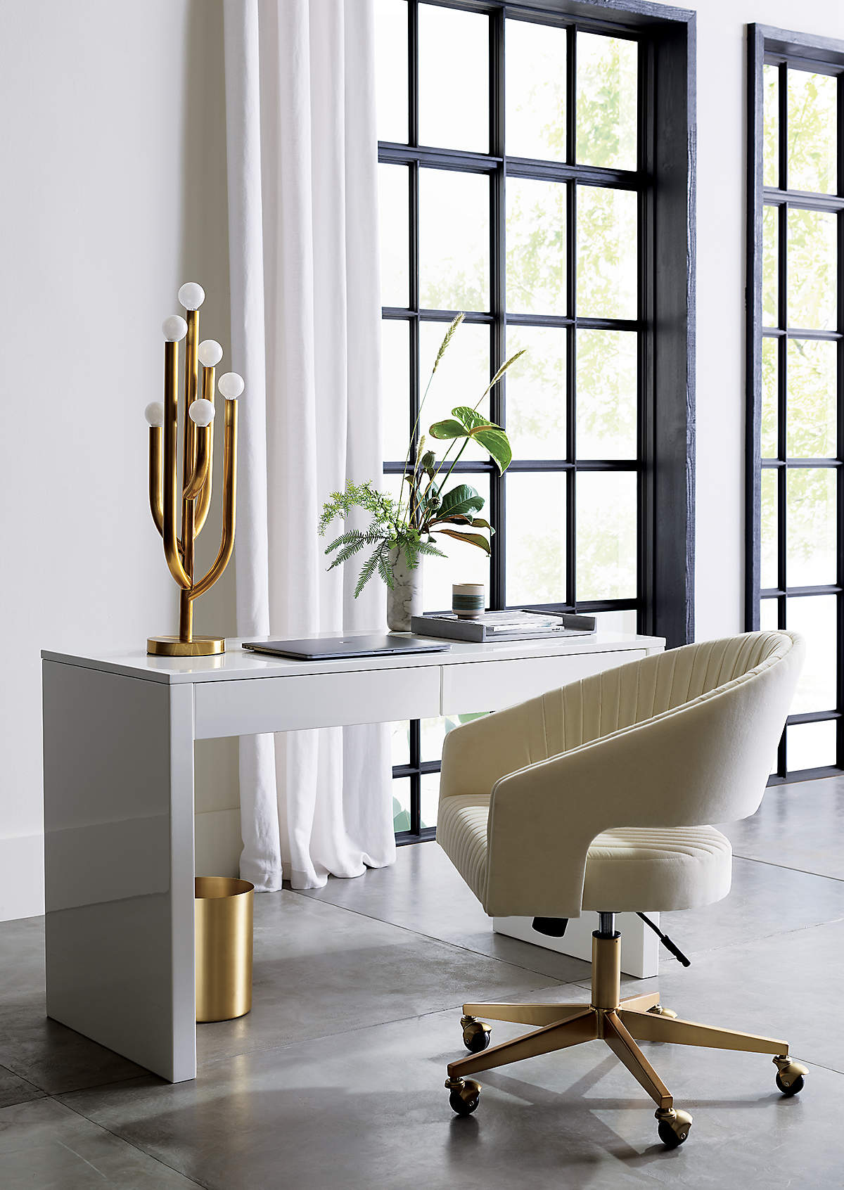 Runway White Lacquer Desk thumbnail 2