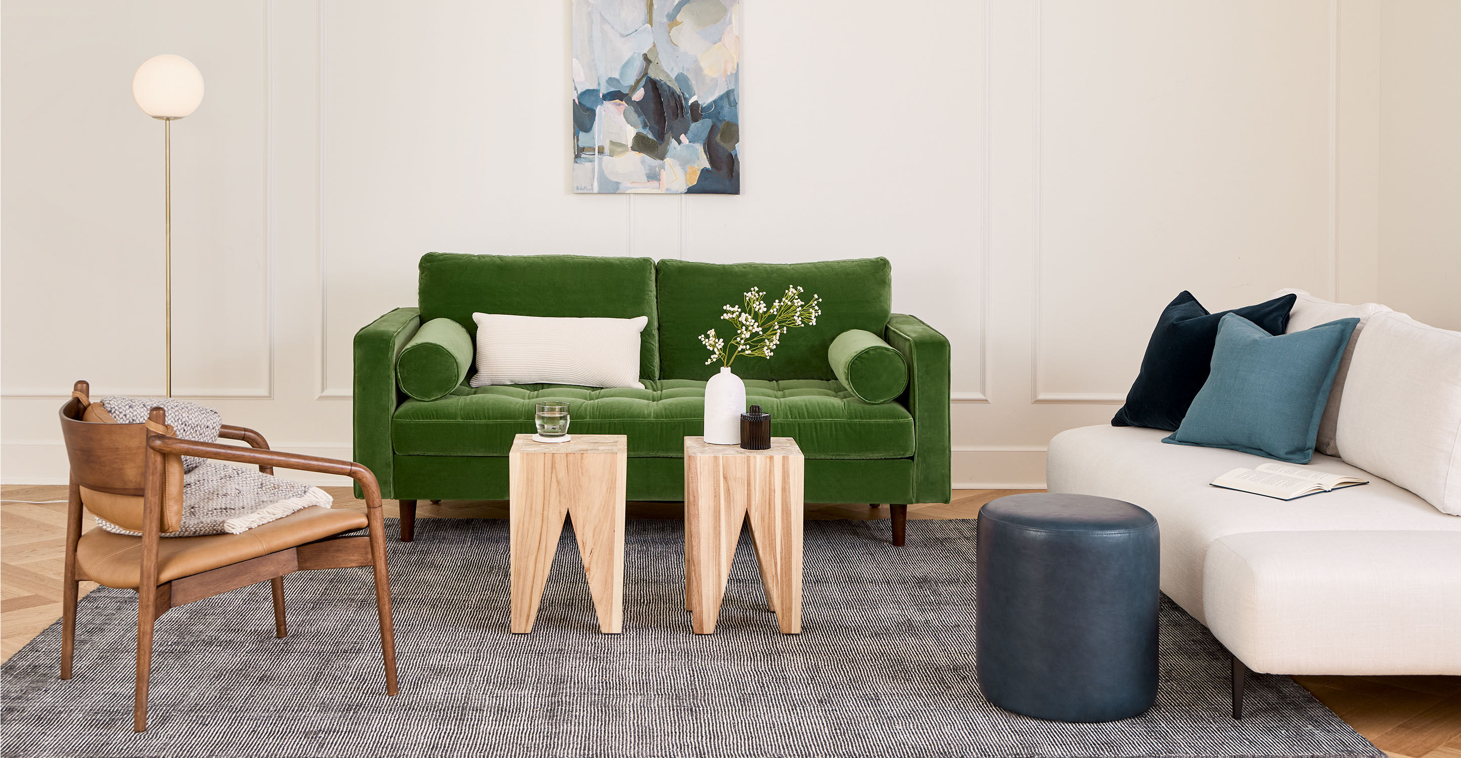 Cilo Oxford Blue Ottoman thumbnail 2