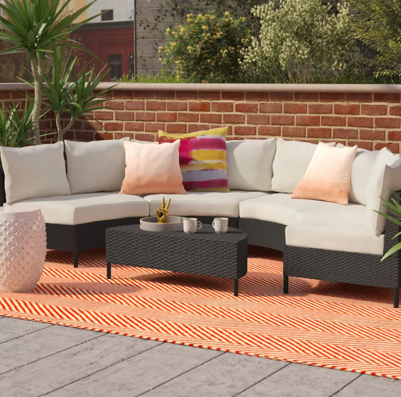 Dowd Wicker Rattan 4 Person Seating Group with Cushions thumbnail 2