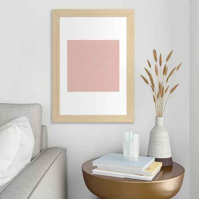 Lines Blush Pink Art Print with Frame-13"x19" thumbnail 2