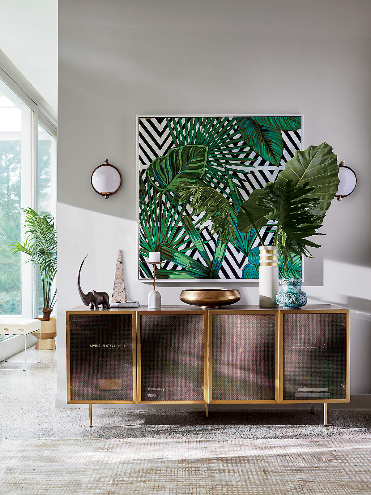 Trace Brass Wire Mesh Cabinet Credenza thumbnail 2