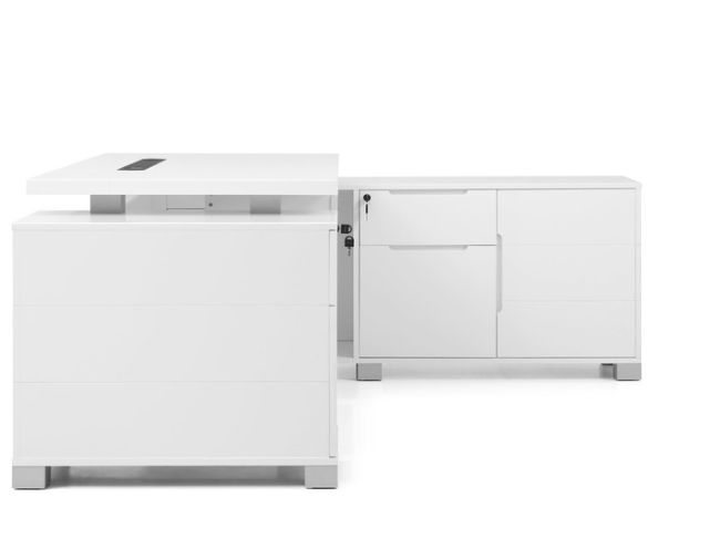 Ford Executive Modern Desk With Filing Cabinets Right Return thumbnail 2