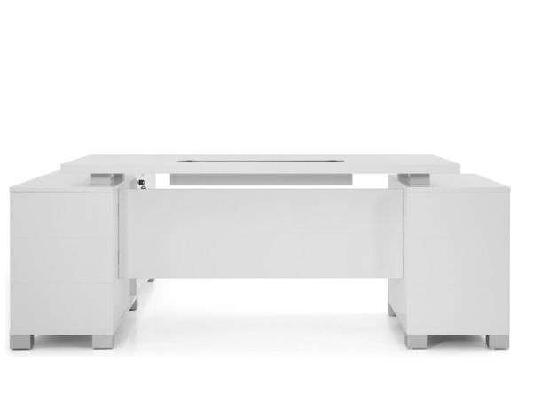 Ford Executive Modern Desk With Filing Cabinets Right Return thumbnail 4