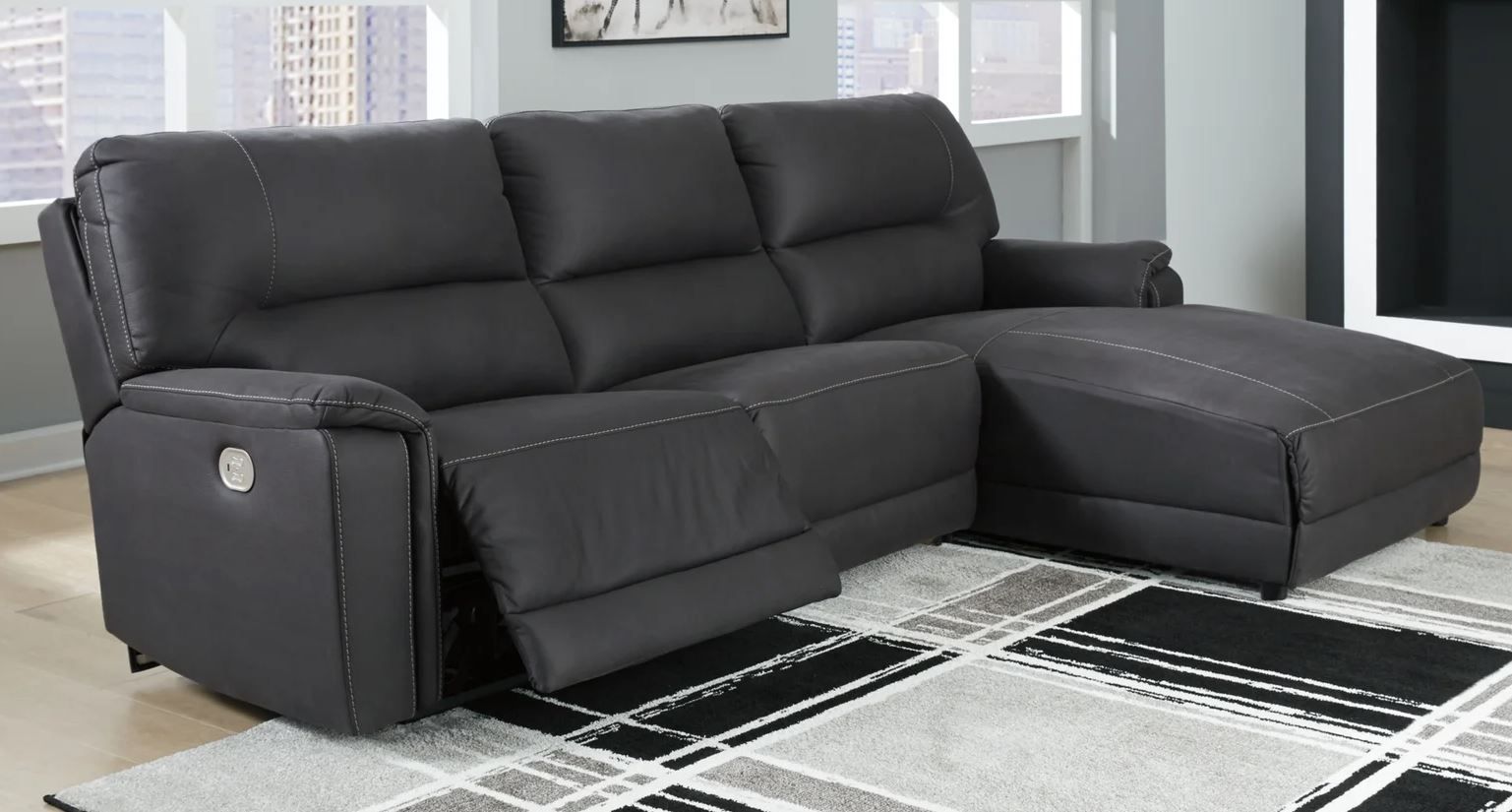 Lauderdale Wide Faux Leather Reclining Sofa thumbnail 2