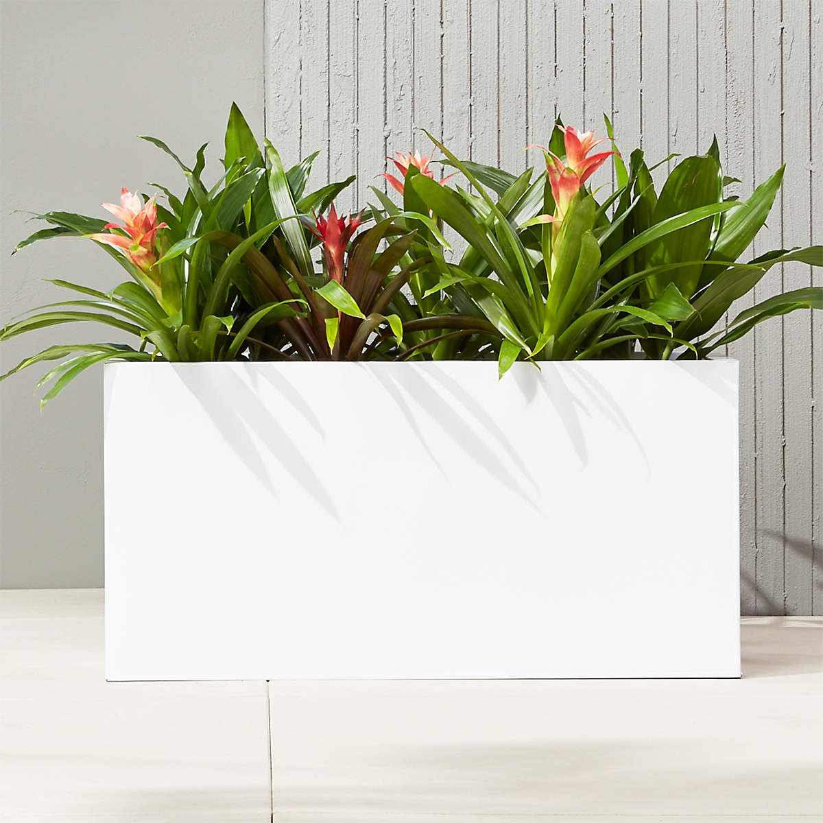 Blox Low Galvanized Hi Gloss White Indoor outdoor Planter thumbnail 2