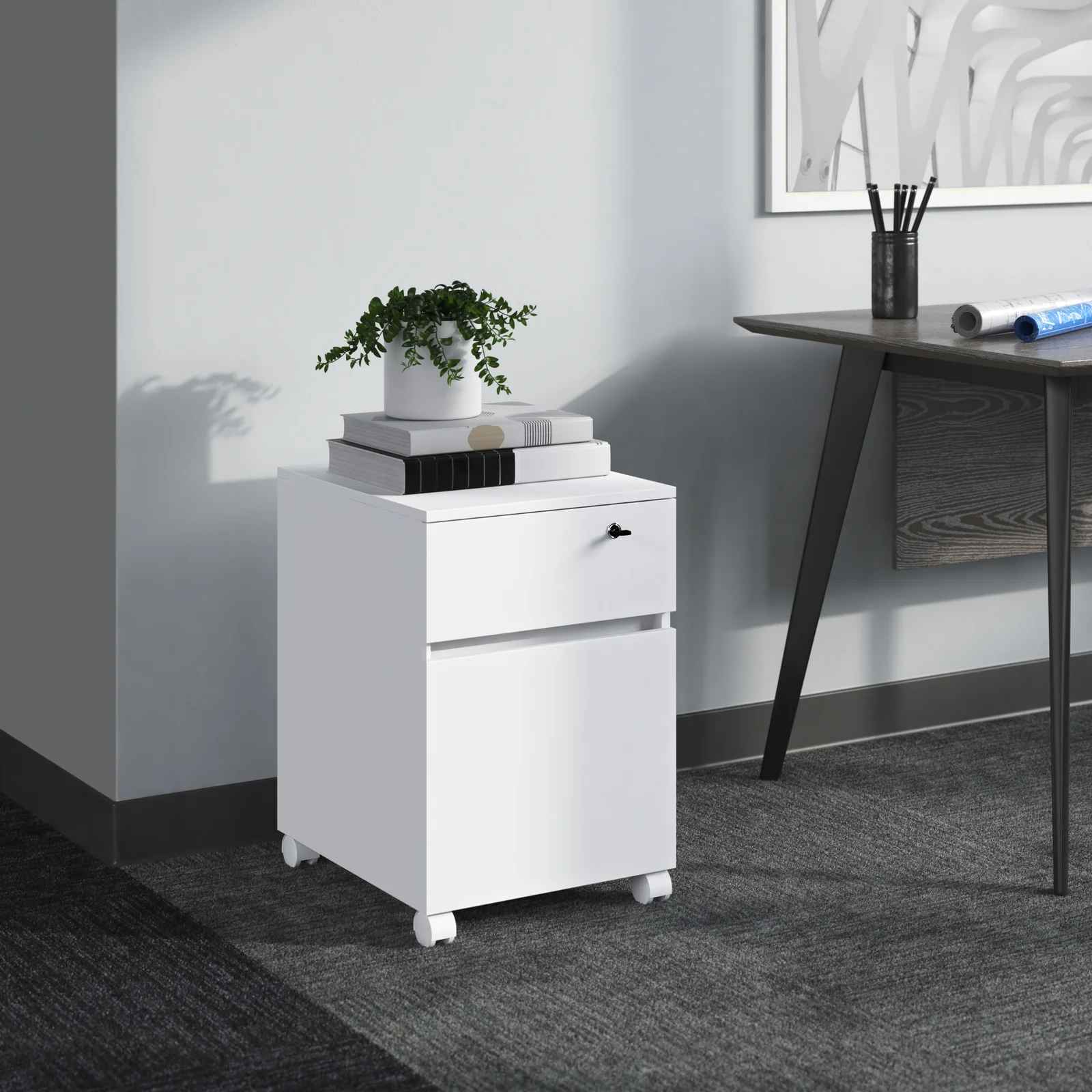Bergan 2 Drawer Mobile Vertical Filing Cabinet thumbnail 2