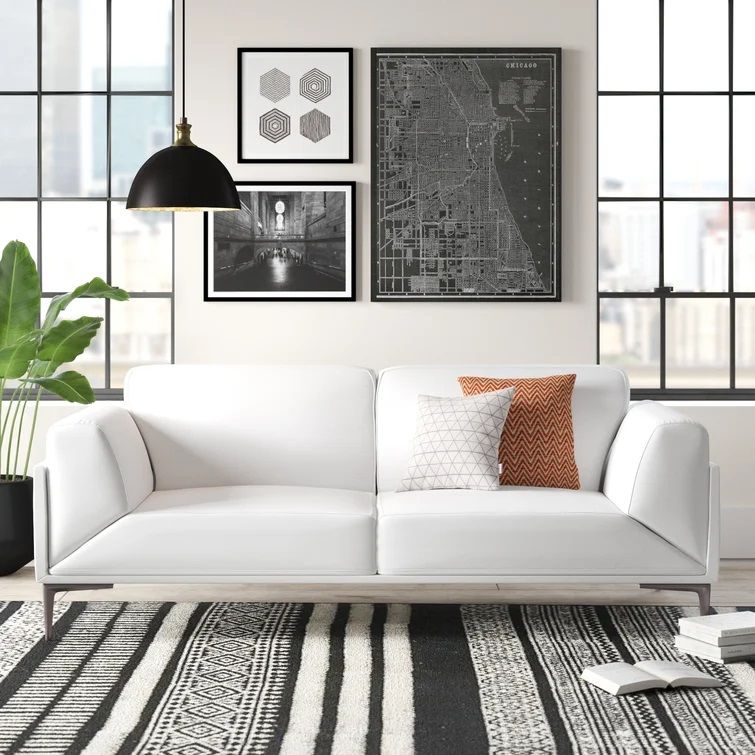 Fior Faux Leather Flared Arm Sofa thumbnail 2