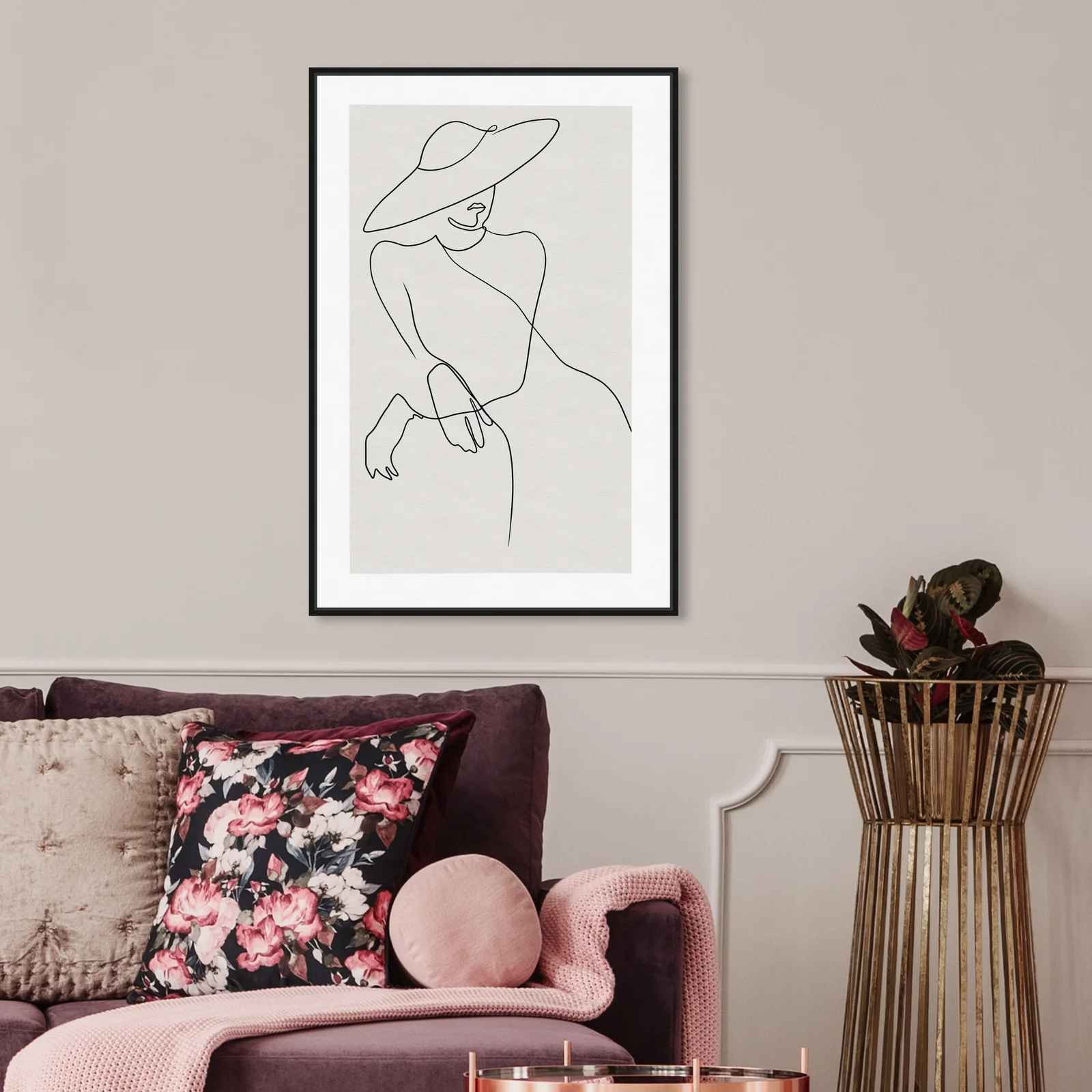 Fashion And Glam In The Shade Hat Graphic Art on Canvas with frame-16"x24" thumbnail 3