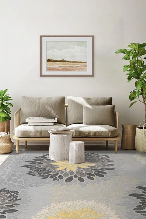 Floral Medallion Yellow Grey Rug-8'x10' thumbnail 2