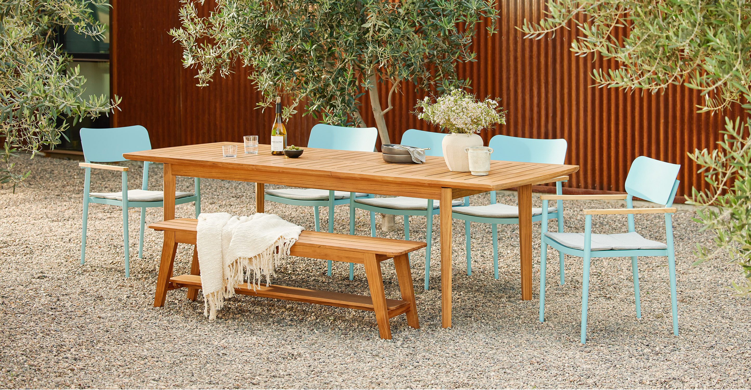 Marol Bronze Teak Dining Table for 8 Extendable thumbnail 2