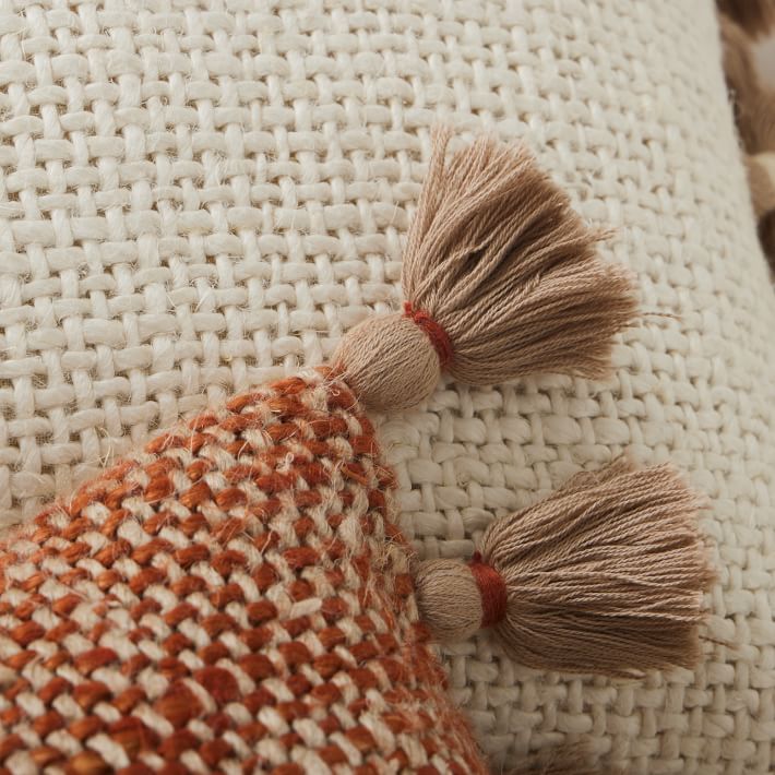 Two-Tone Chunky Linen Tassels Pillow Cover thumbnail 3