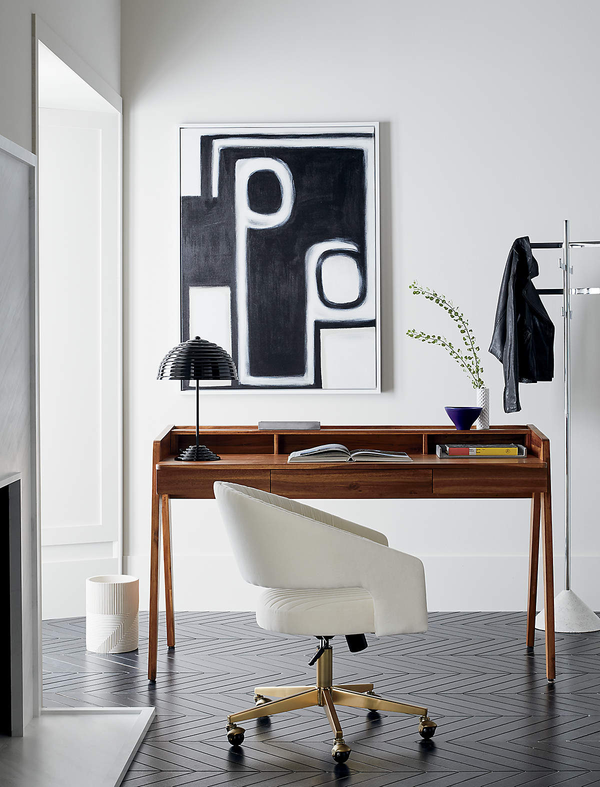 Channel Ivory Velvet Office Chair thumbnail 2