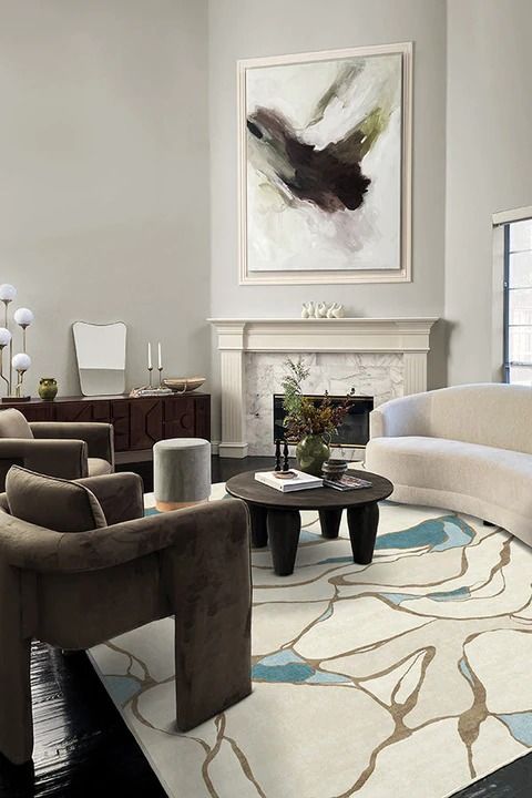 Nina Takesh Aude Teal and Ivory Rug-8'x10' thumbnail 2