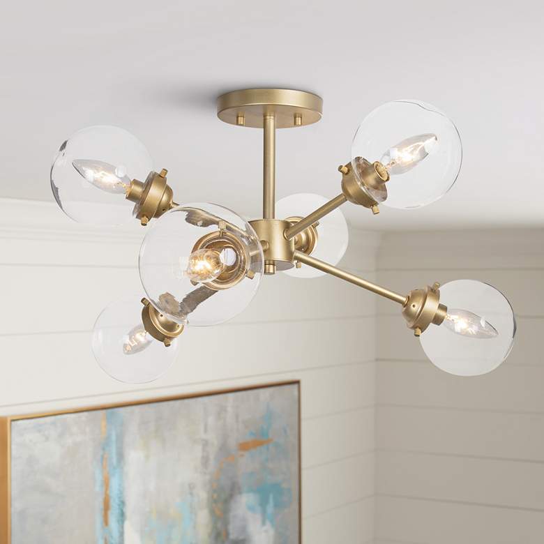 Arnold Wide Gold Metal 6 Light Sputnik Ceiling Light thumbnail 2