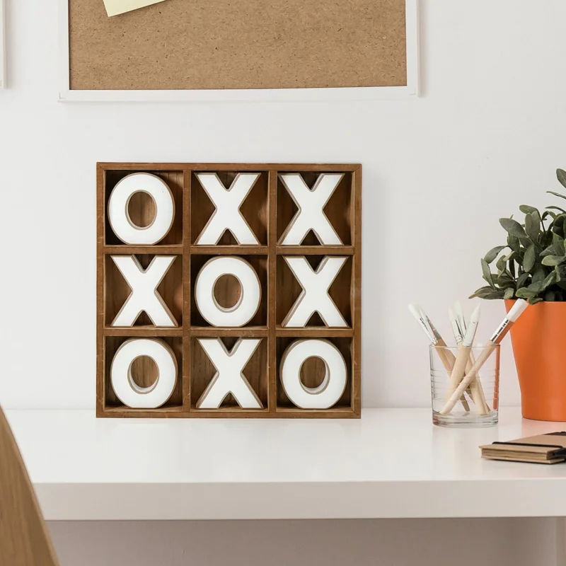 Wood Tic Tac Toe Board Game thumbnail 2
