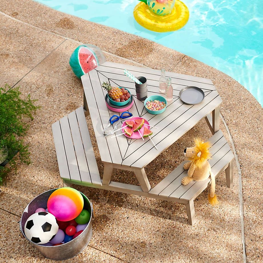 Grey Stain Modern Kids Picnic Table thumbnail 2