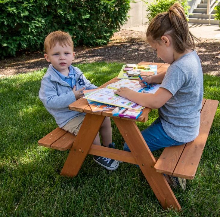 Kaan Kids Rectangular Outdoor Table Chair Set and Bench thumbnail 2